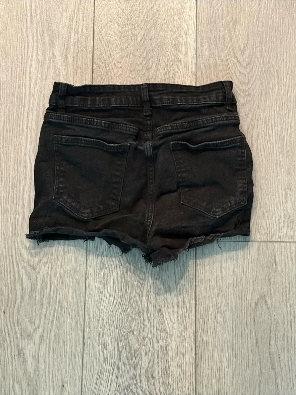 Black Distressed Denim Shorts